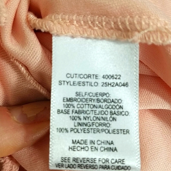 Tunic tank top blush peach Grecian crochet lace embroidery lined longer flowy - Picture 9 of 10